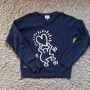 Lacoste Navy Blue Sweater with Keith Haring print size Small